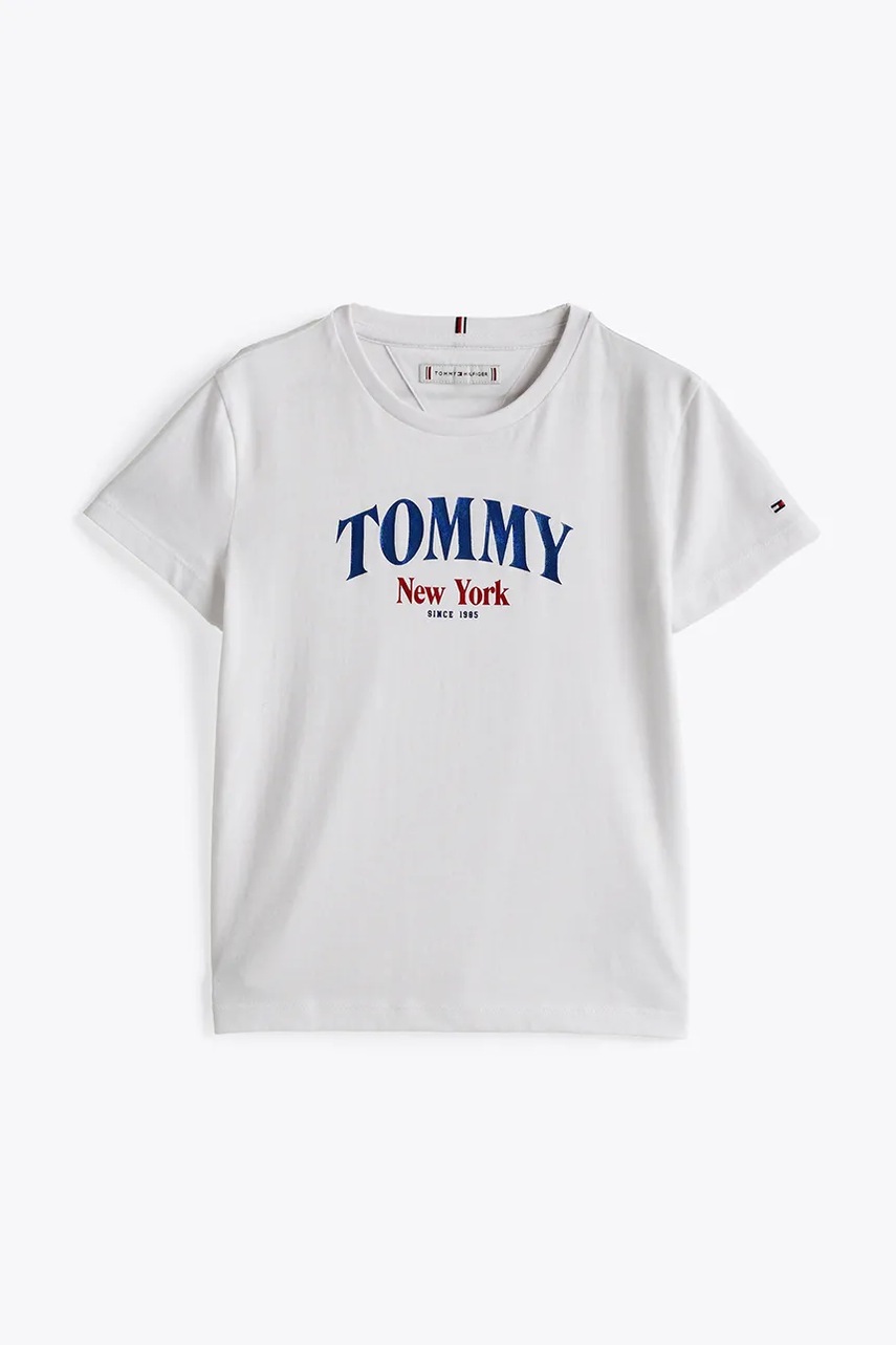 Детская хлопковая футболка Tommy Hilfiger цвет белый KG0KG08296