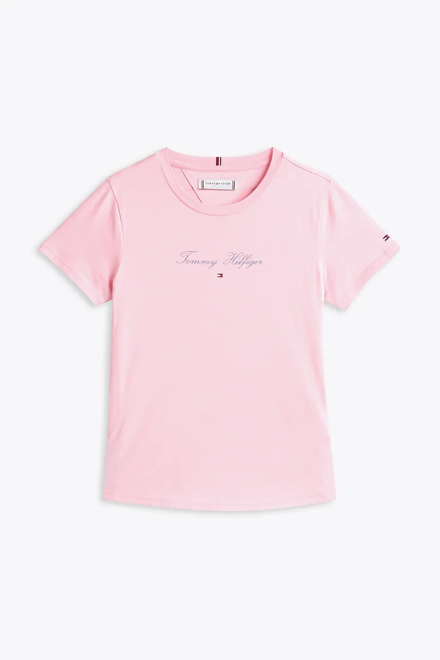 Дитяча бавовняна футболка Tommy Hilfiger колір рожевий KG0KG08298