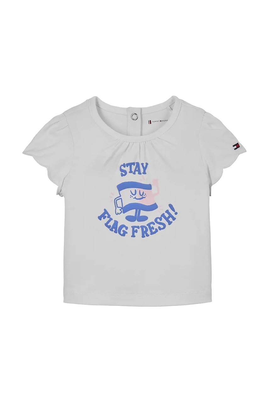 Levně Kojenecké tričko Tommy Hilfiger bílá barva, KN0KN01963