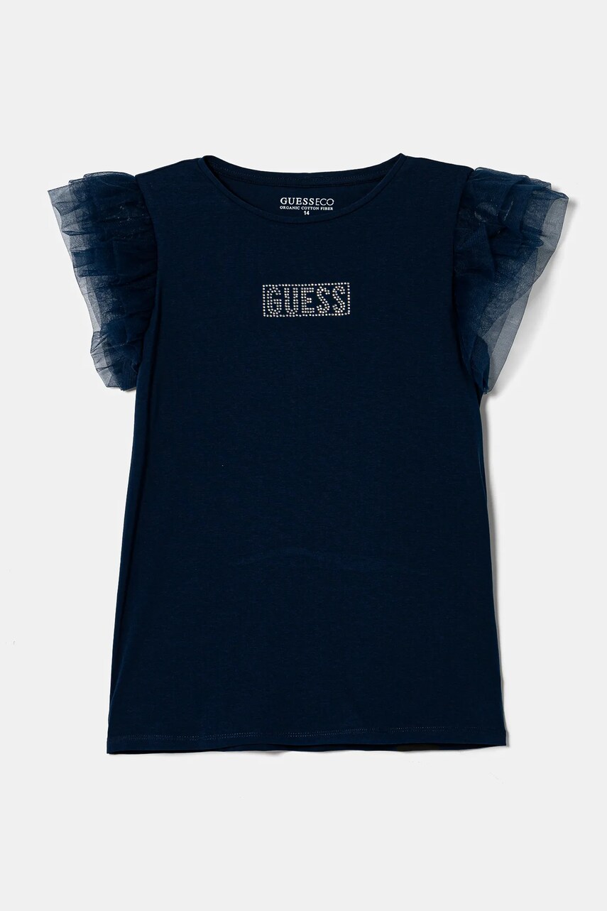 Levně Dětské tričko Guess tmavomodrá barva, J5RI17 K6YW4