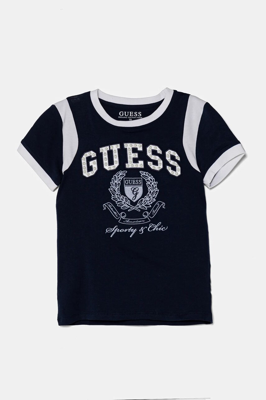 Levně Dětské tričko Guess tmavomodrá barva, J5RI31 K6YW4