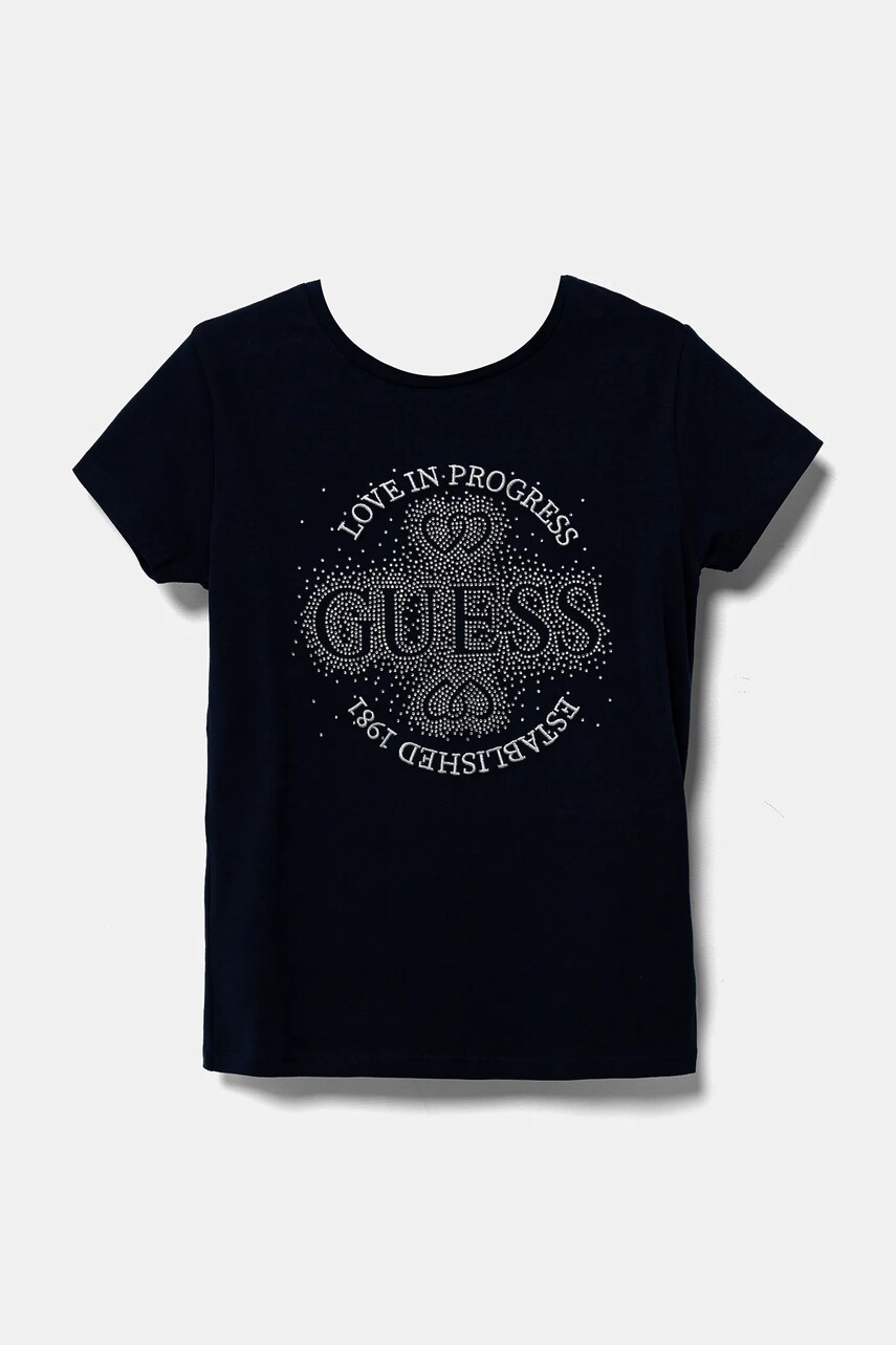 Levně Dětské tričko Guess tmavomodrá barva, J5RI36 K6YW4