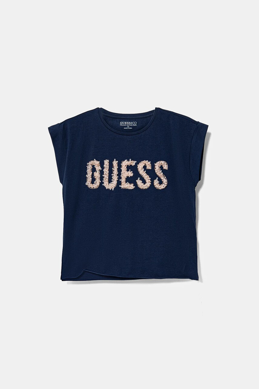 Levně Dětské tričko Guess tmavomodrá barva, J5RI37 K6YW4