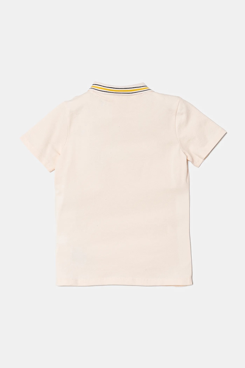 Детская хлопковая футболка Guess цвет бежевый с воротником J5RP01 KCOK1 Детская хлопковая футболка Guess цвет бежевый с воротником J5RP01 KCOK1