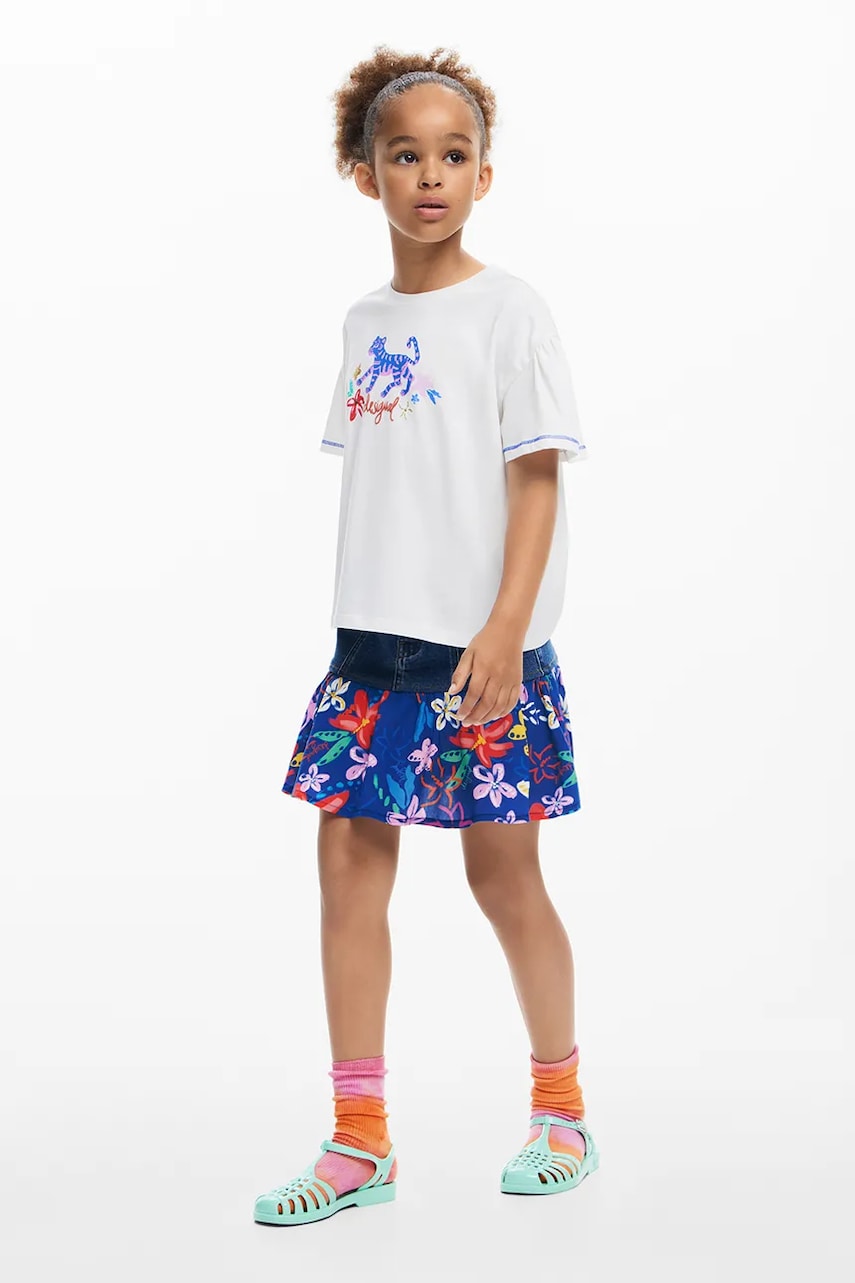 Desigual tricou de bumbac pentru copii culoarea alb, 25SGTK02 Desigual tricou de bumbac pentru copii culoarea alb, 25SGTK02