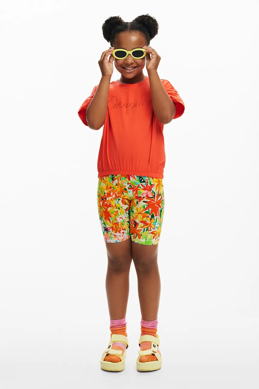 Desigual tricou de bumbac pentru copii culoarea portocaliu, 25SGTK11
