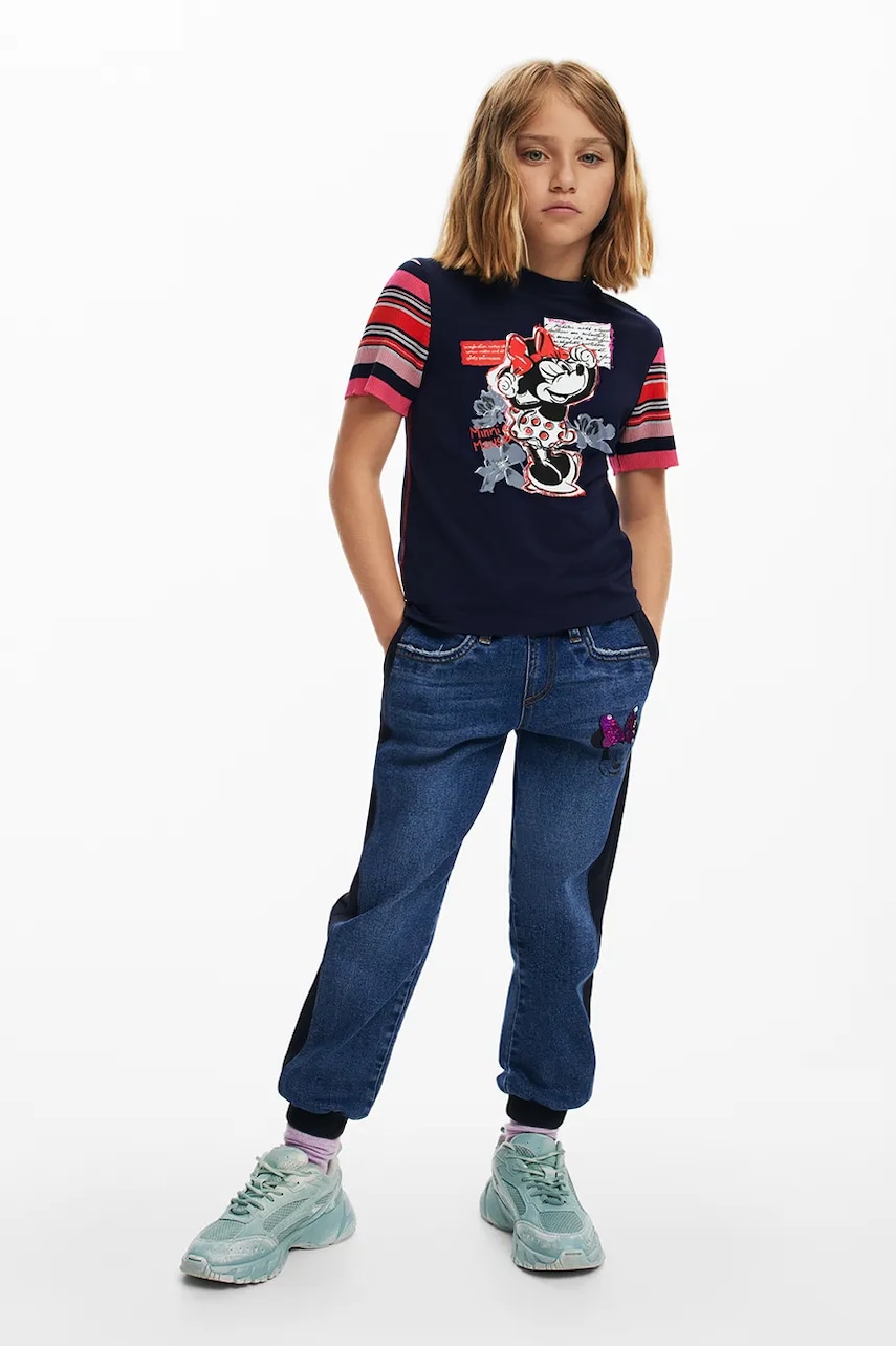 Desigual tricou de bumbac pentru copii x Disney culoarea albastru marin, 25SGTK20 Desigual tricou de bumbac pentru copii x Disney culoarea albastru marin, 25SGTK20