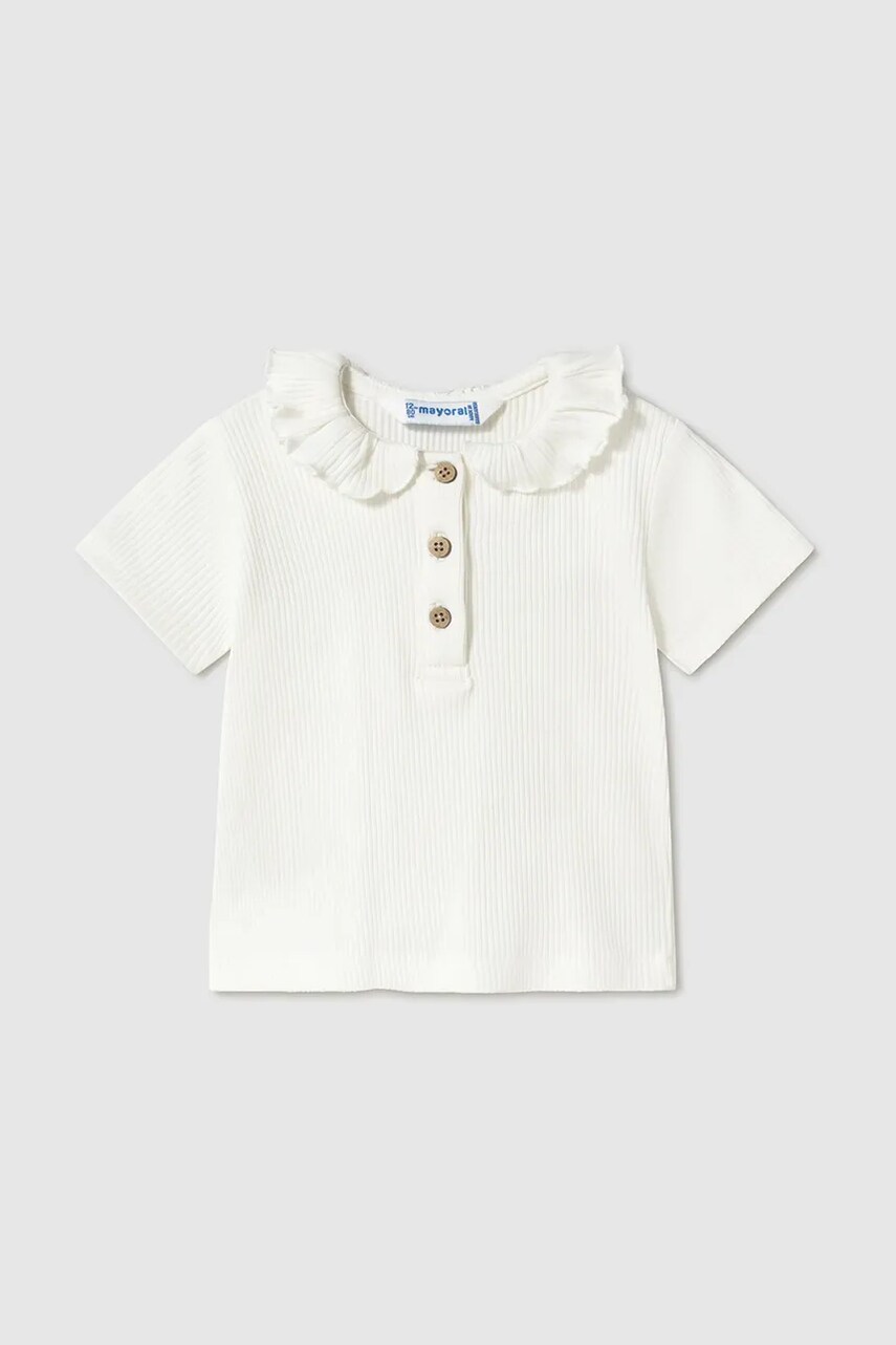 Mayoral tricou copii culoarea bej, cu guler, 1104