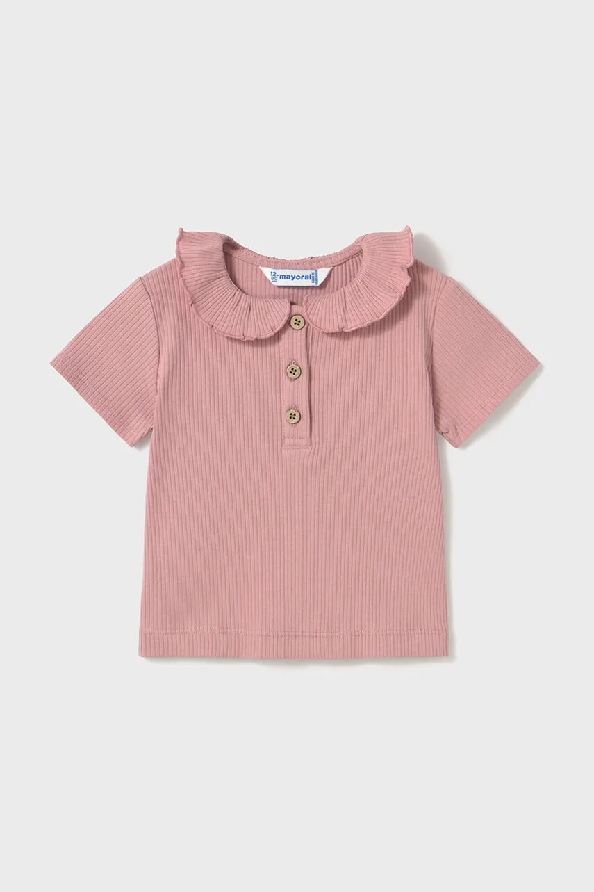 Mayoral tricou copii culoarea roz, cu guler, 1104