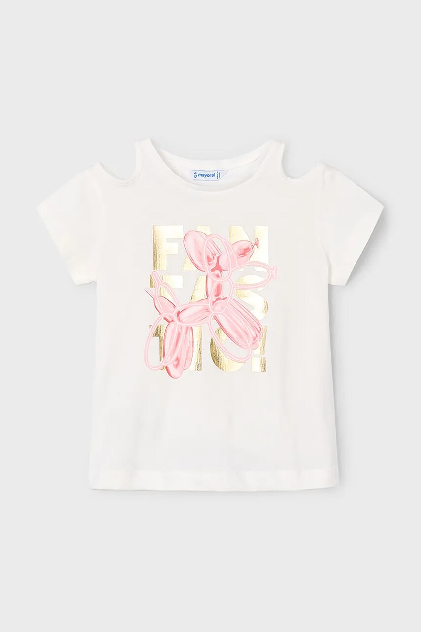 Mayoral tricou de bumbac pentru copii culoarea bej, 3056