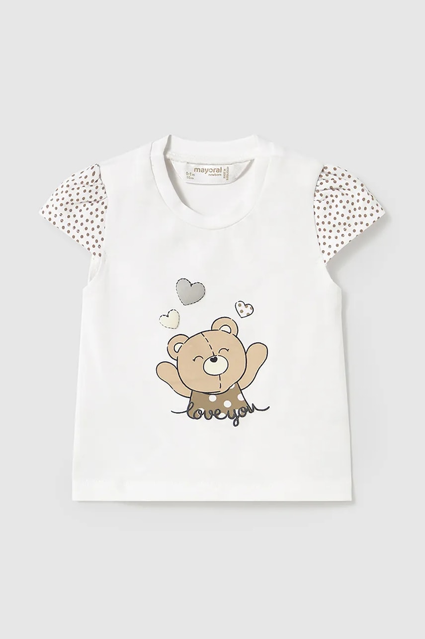 Mayoral Newborn tricou din bumbac pentru bebelusi culoarea alb, 1070 Mayoral Newborn tricou din bumbac pentru bebelusi culoarea alb, 1070