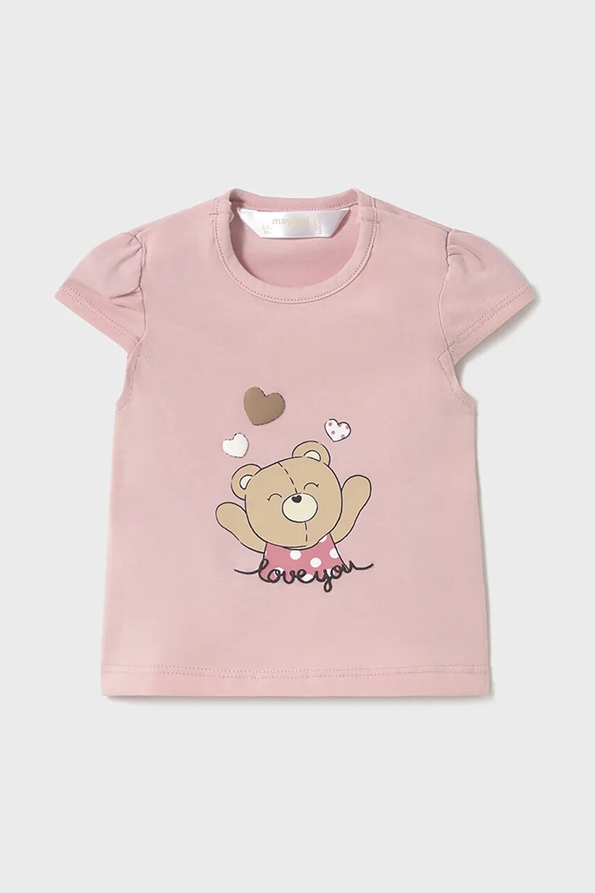 Mayoral Newborn tricou din bumbac pentru bebelusi culoarea roz, 1070