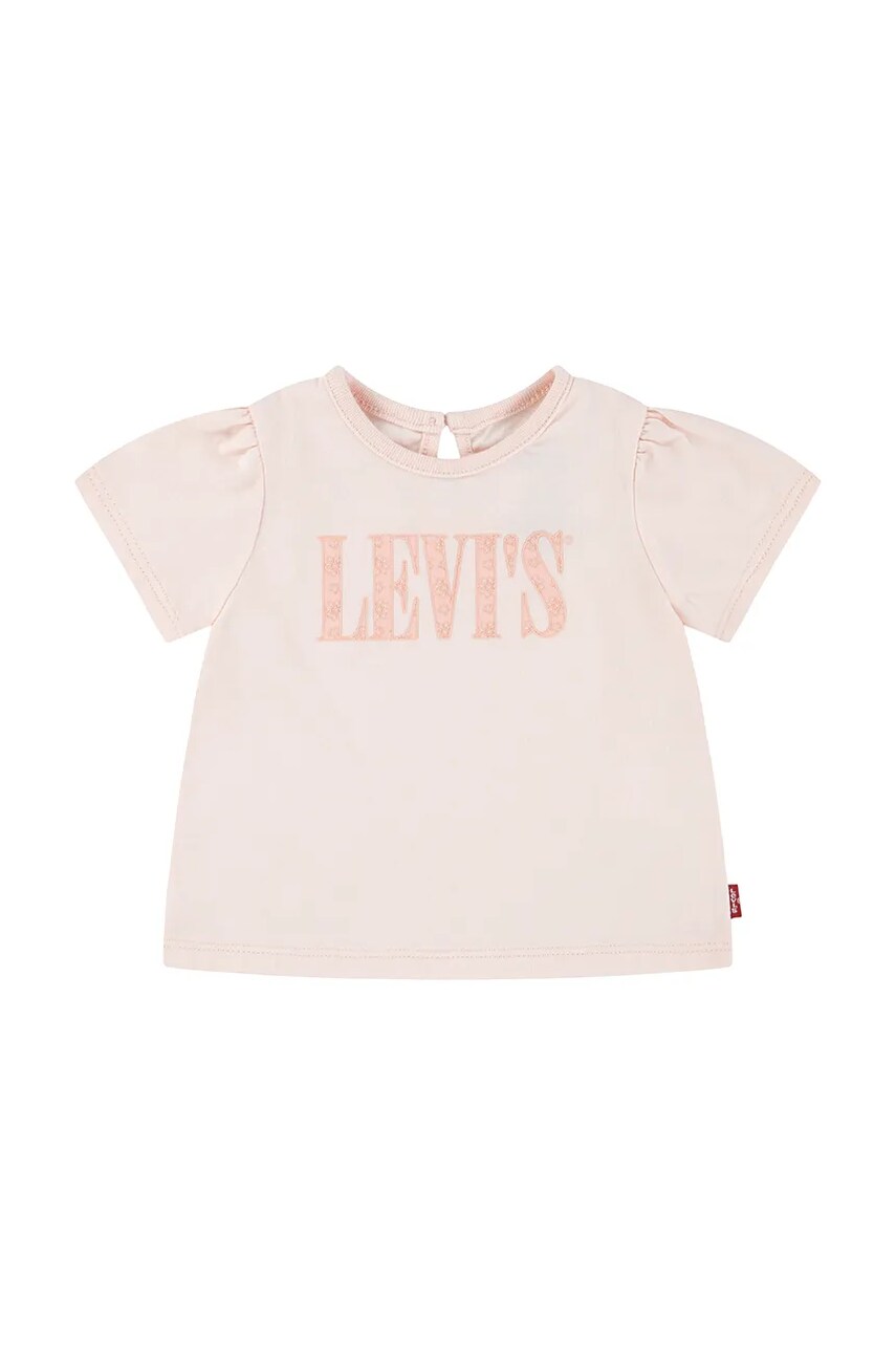 Levi\'s tricou bebe SS SMOCKED SLV TEE culoarea roz, 1EM183