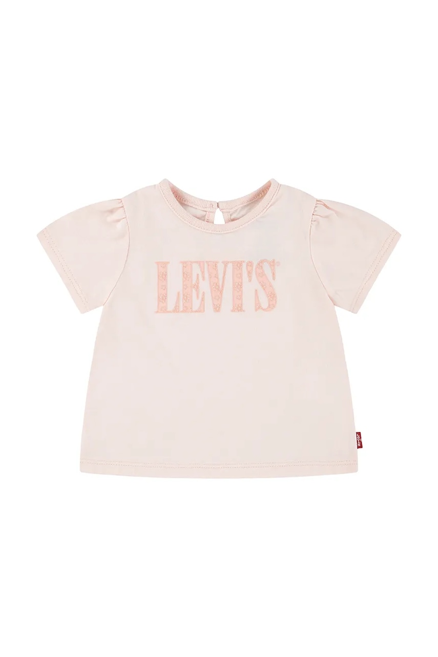 Levi\'s tricou bebe SS SMOCKED SLV TEE culoarea roz, 1EM183