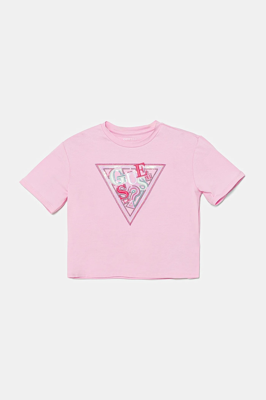 Levně Dětské tričko Guess růžová barva, J5GI04 K6YW4
