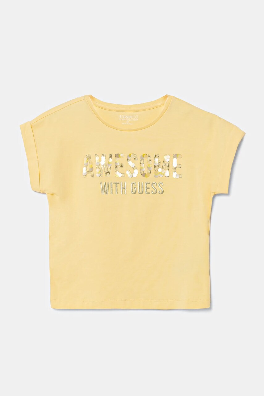 Levně Dětské tričko Guess žlutá barva, J5GI09 K6YW4