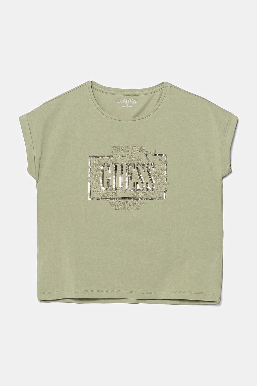 Levně Dětské tričko Guess zelená barva, J5GI18 K6YW4