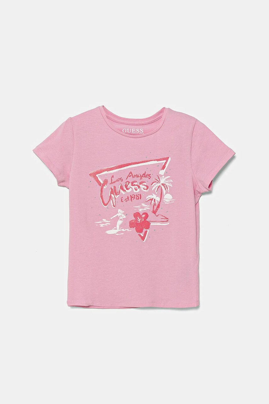 Levně Dětské tričko Guess růžová barva, J5GI30 K6YW4