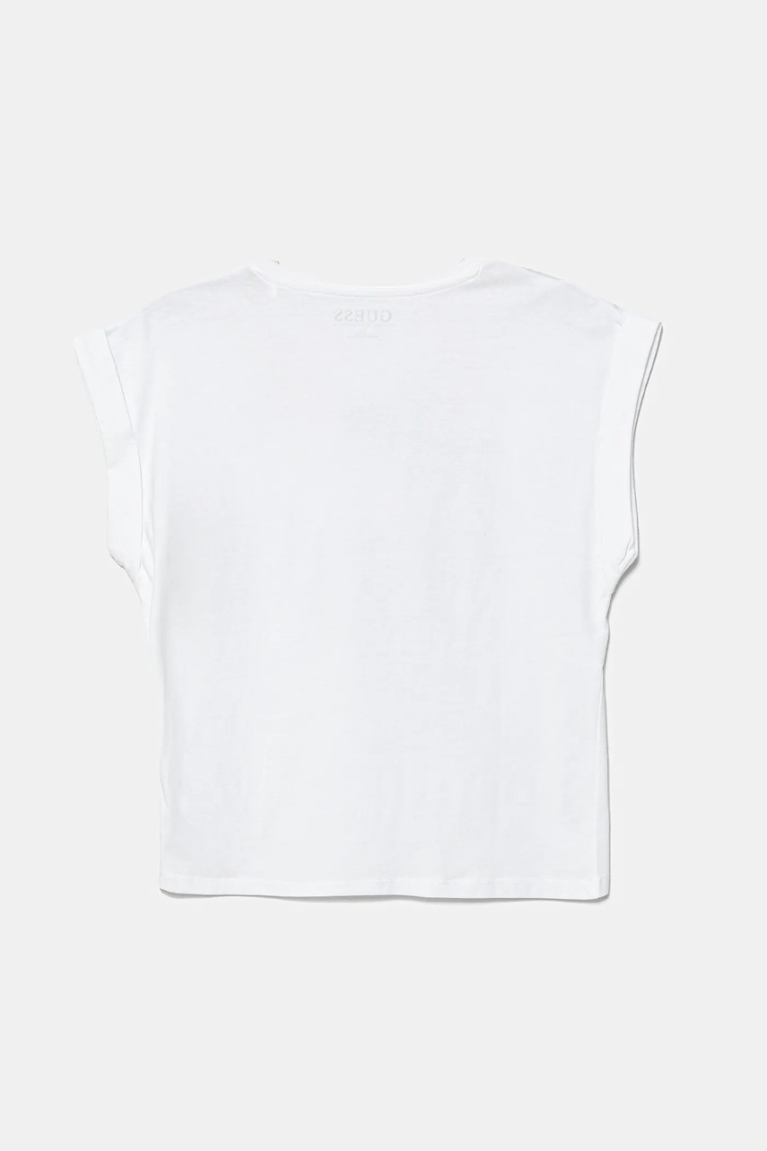 Детская хлопковая футболка Guess цвет белый J5GI32 K8HM4
