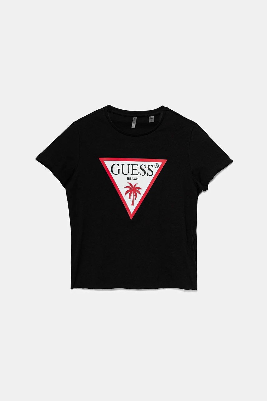 Levně Dětské bavlněné tričko Guess černá barva, J5GI36 JA914