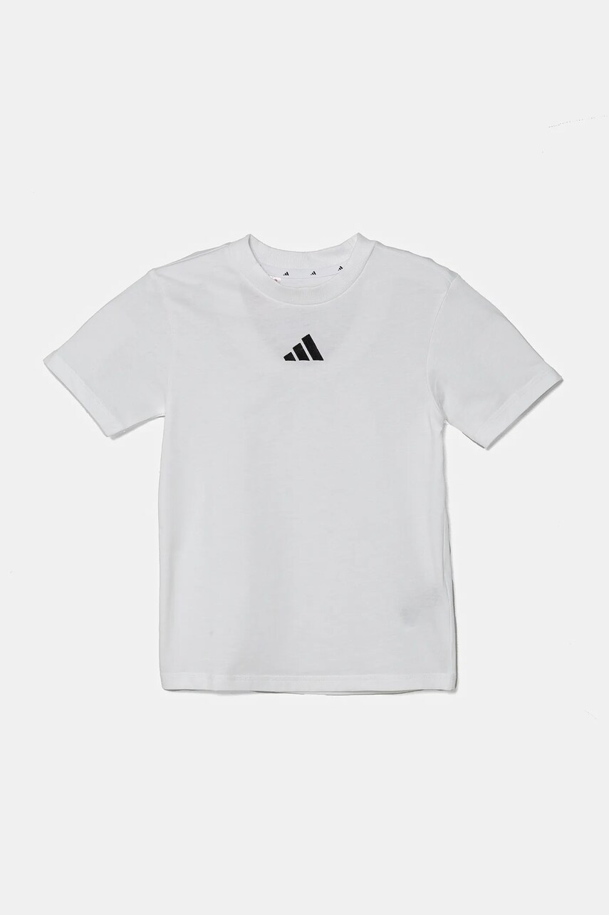 Levně Dětské bavlněné tričko adidas bílá barva, JC9627