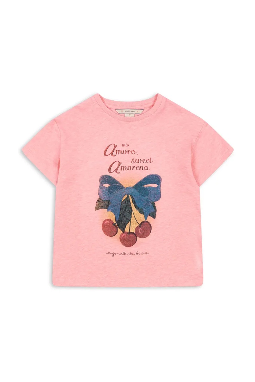 Детская футболка с добавлением льна Konges Sløjd ERA TEE OCS цвет розовый KS102600