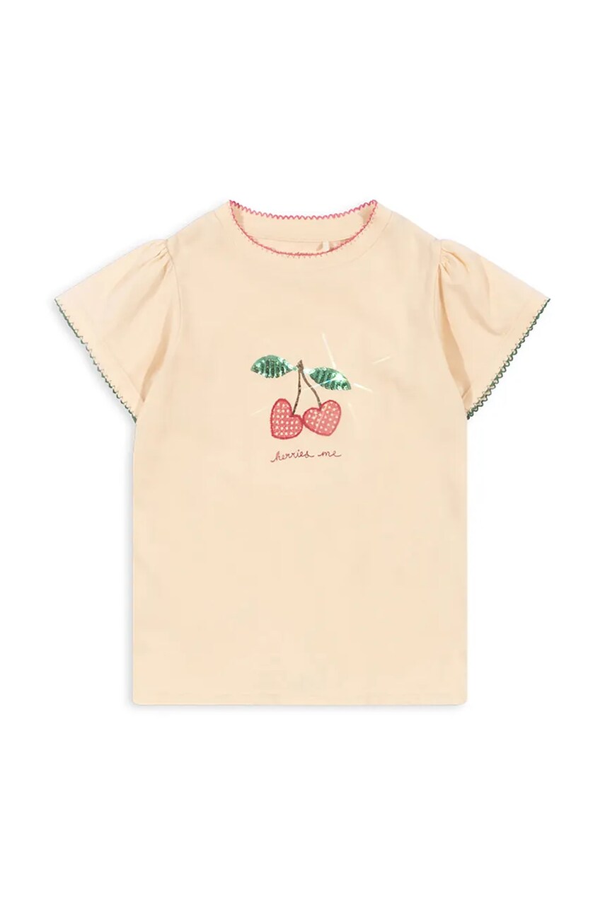 Konges Sløjd tricou de bumbac pentru copii FAMO PUFF TEE GOTS culoarea bej, KS102603