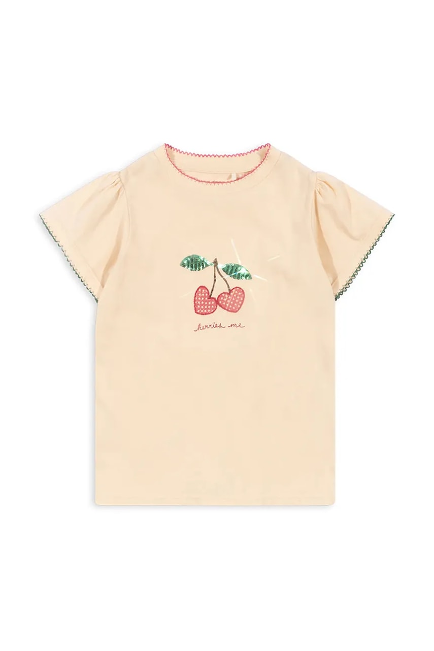 Konges Sløjd tricou de bumbac pentru copii FAMO PUFF TEE GOTS culoarea bej, KS102603