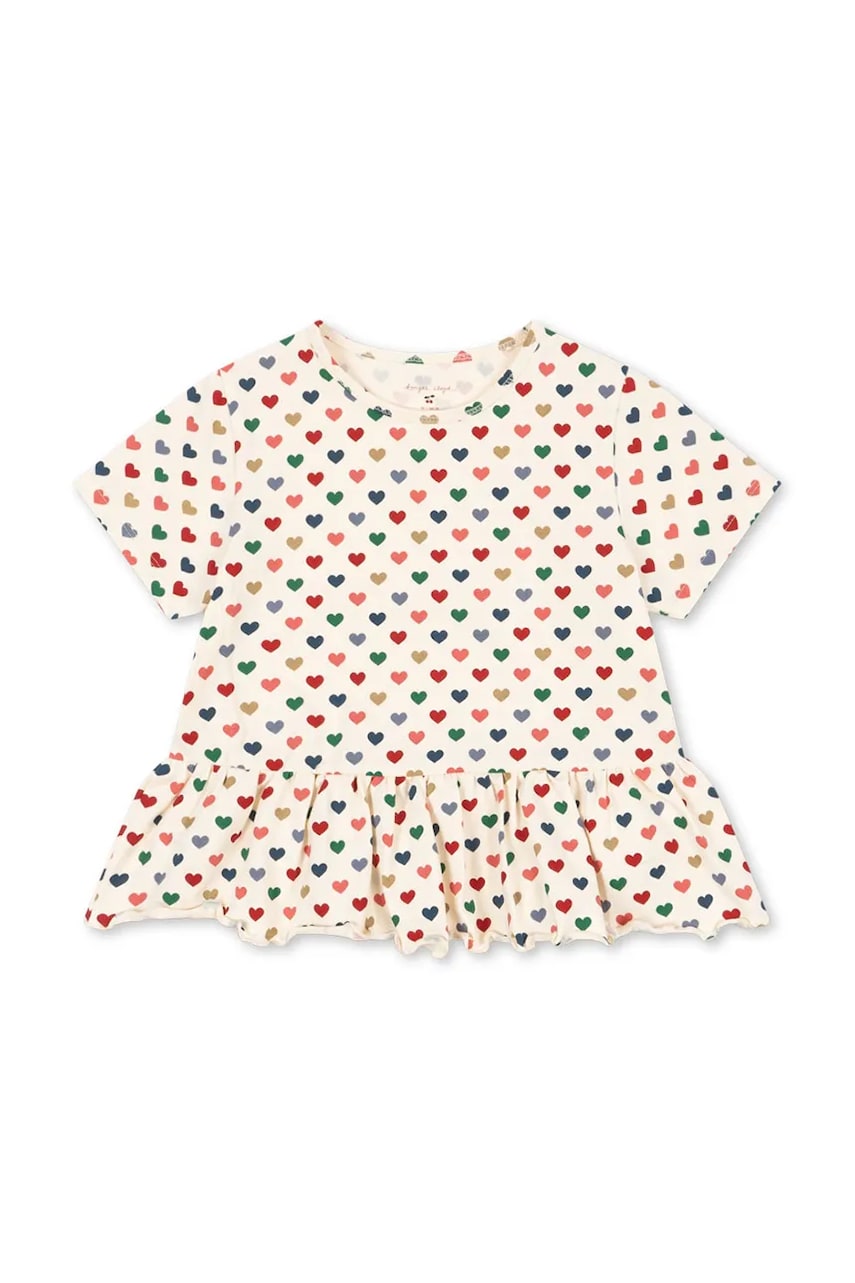 Konges Sløjd tricou BASIC FRILL TEE GOTS culoarea bej, KS103154