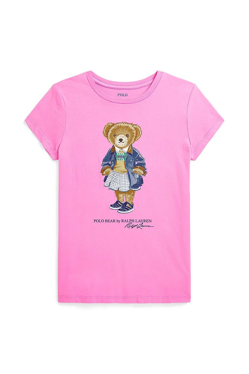 Levně Dětské bavlněné tričko Polo Ralph Lauren růžová barva, 313965154001