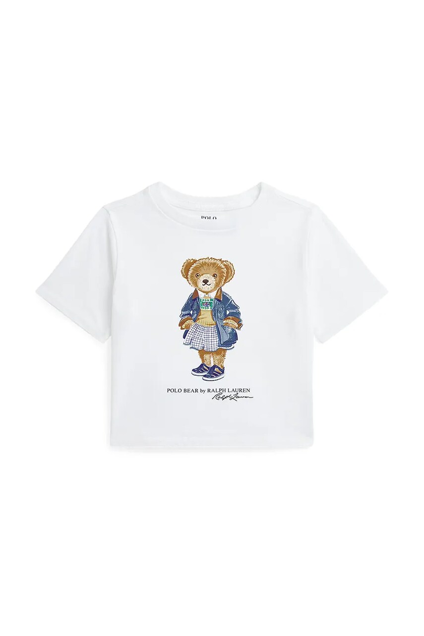 Levně Dětské bavlněné tričko Polo Ralph Lauren bílá barva, 312965155001