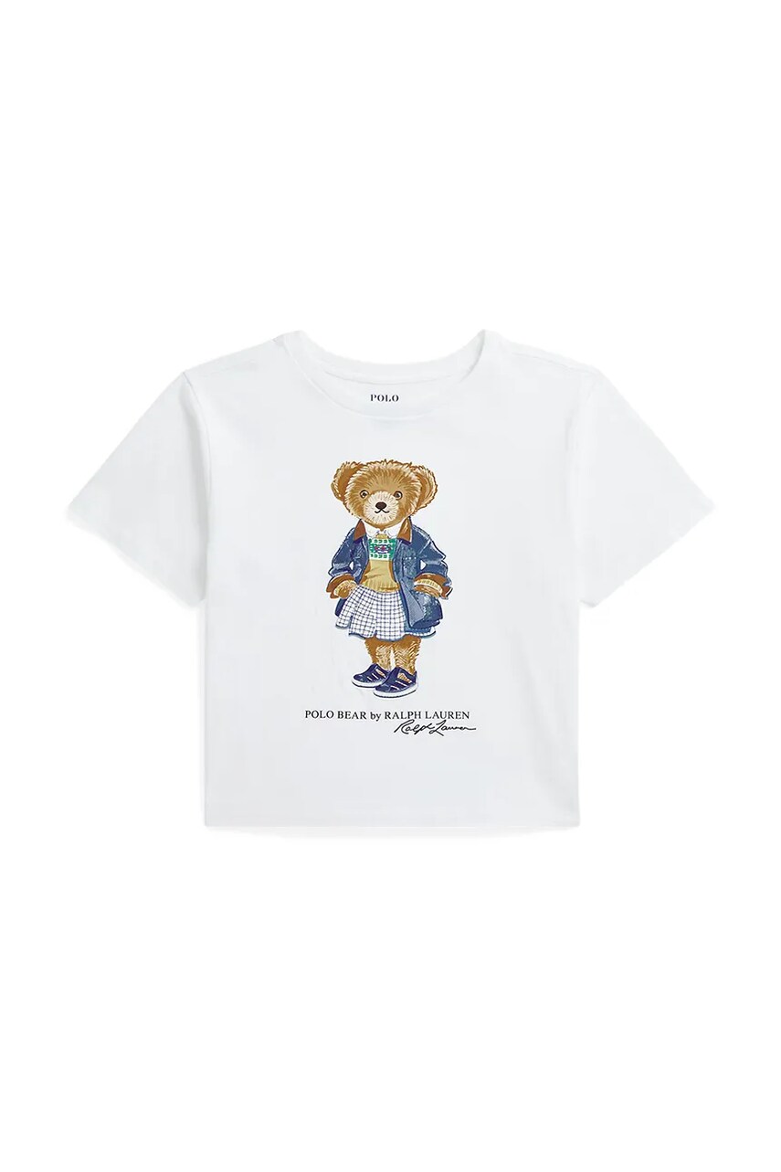 Levně Dětské bavlněné tričko Polo Ralph Lauren bílá barva, 313965155001