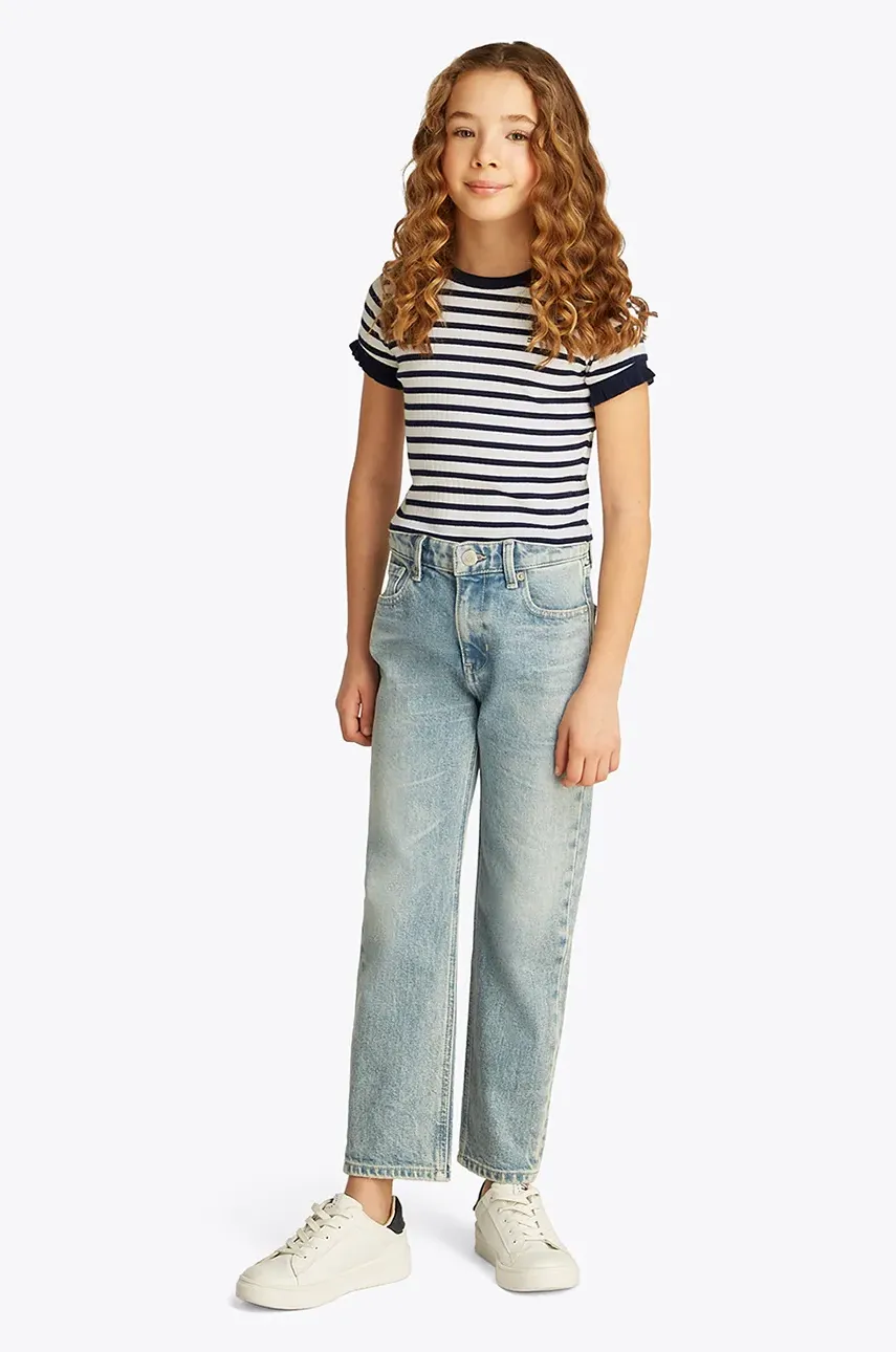 Levně Dětské tričko Tommy Hilfiger tmavomodrá barva, KG0KG08534