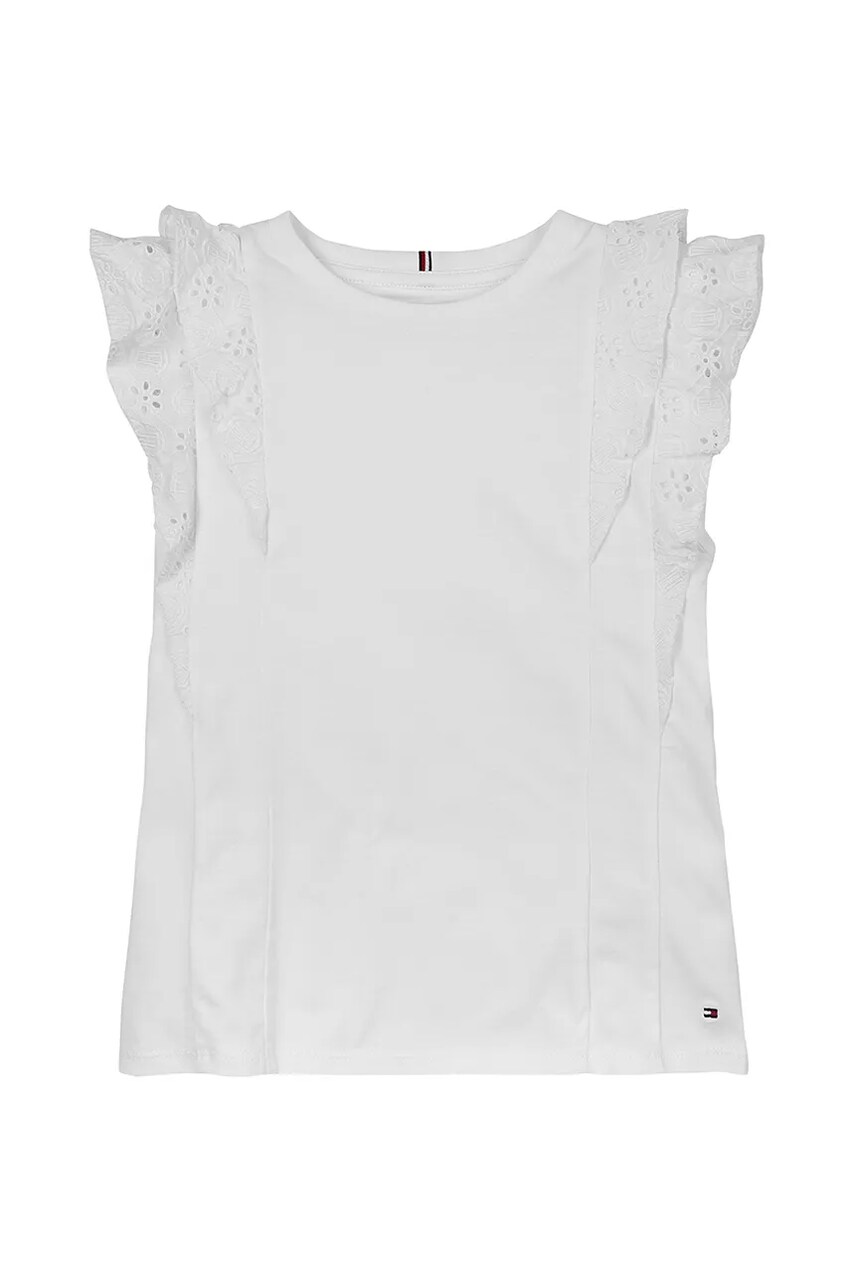 Levně Dětské bavlněné tričko Tommy Hilfiger bílá barva, KG0KG08553
