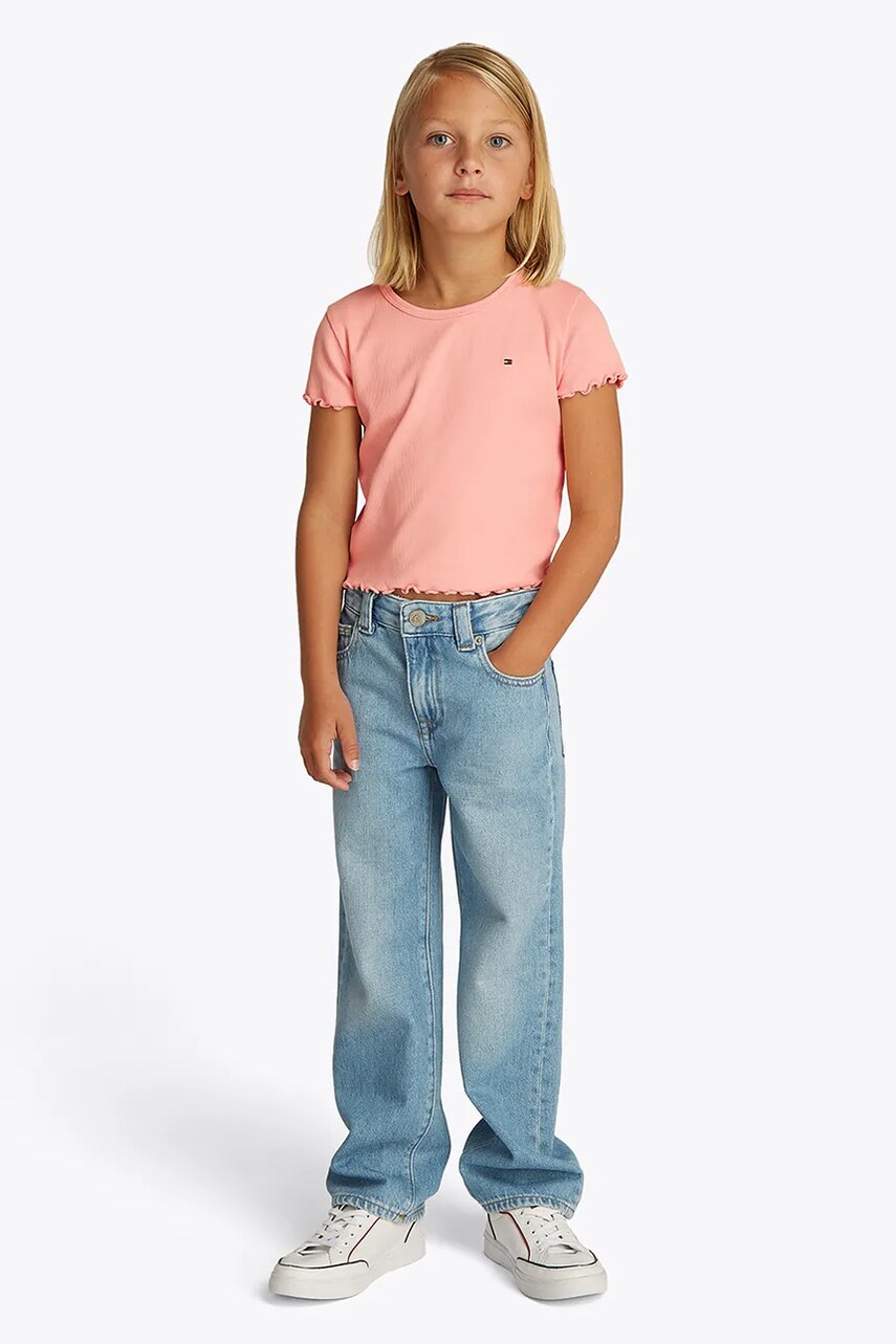 Levně Dětské tričko Tommy Hilfiger růžová barva, KG0KG08590