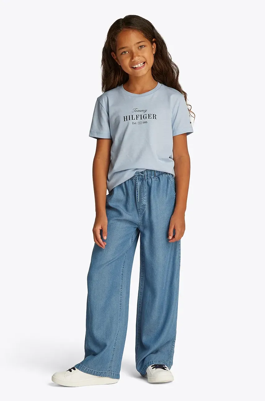 Levně Dětské tričko Tommy Hilfiger modrá barva, KG0KG08524