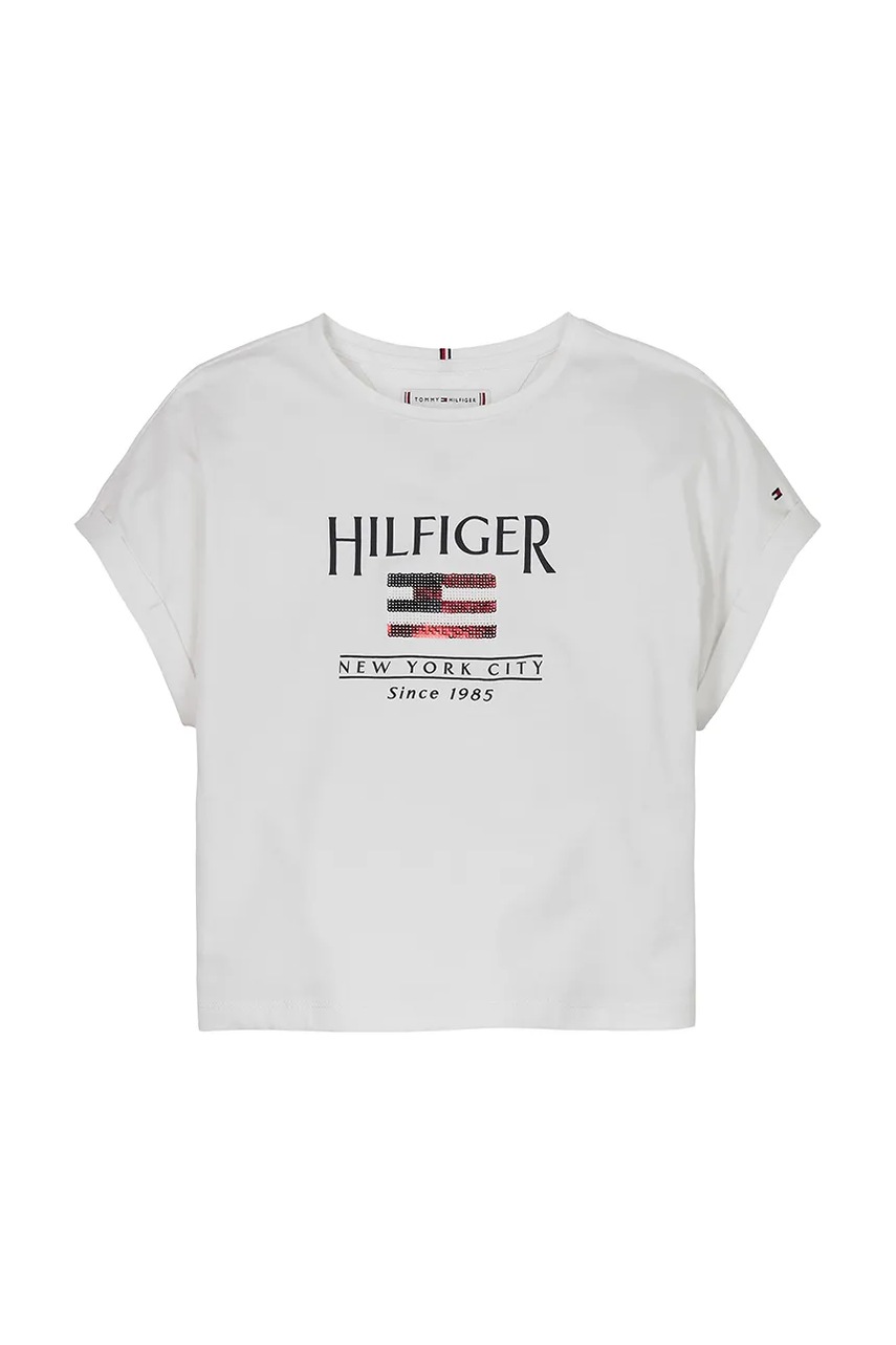 Детская хлопковая футболка Tommy Hilfiger цвет белый KG0KG08525
