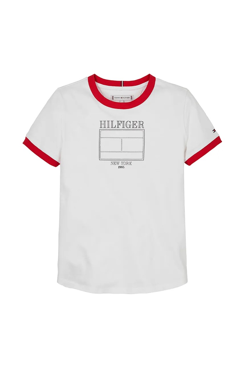 Детская хлопковая футболка Tommy Hilfiger цвет белый KG0KG08528