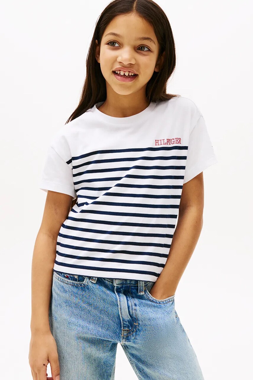 

Детска памучна тениска Tommy Hilfiger в тъмносиньо KG0KG08529, Тъмносин