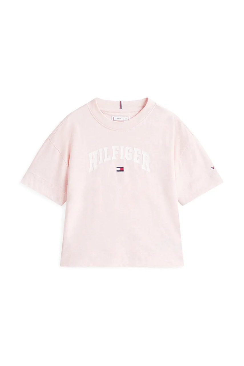 Детская хлопковая футболка Tommy Hilfiger цвет розовый KG0KG08549