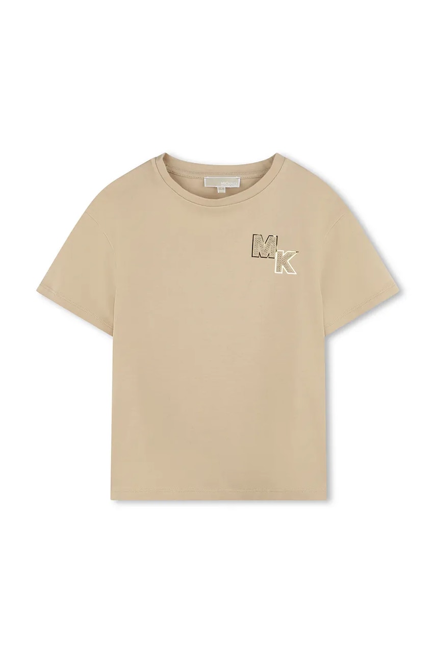 Michael Kors tricou de bumbac pentru copii culoarea bej, R30317 Michael Kors tricou de bumbac pentru copii culoarea bej, R30317
