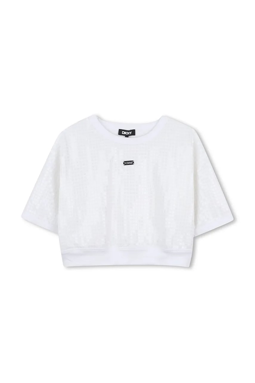 Детская хлопковая футболка Dkny цвет белый D62308 Детская хлопковая футболка Dkny цвет белый D62308