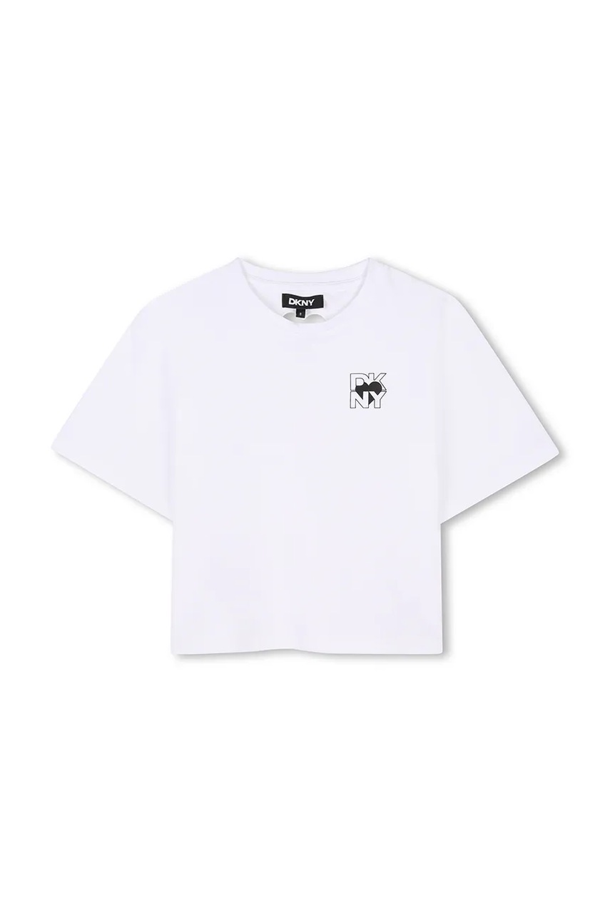 Детская хлопковая футболка Dkny цвет белый D62311 Детская хлопковая футболка Dkny цвет белый D62311