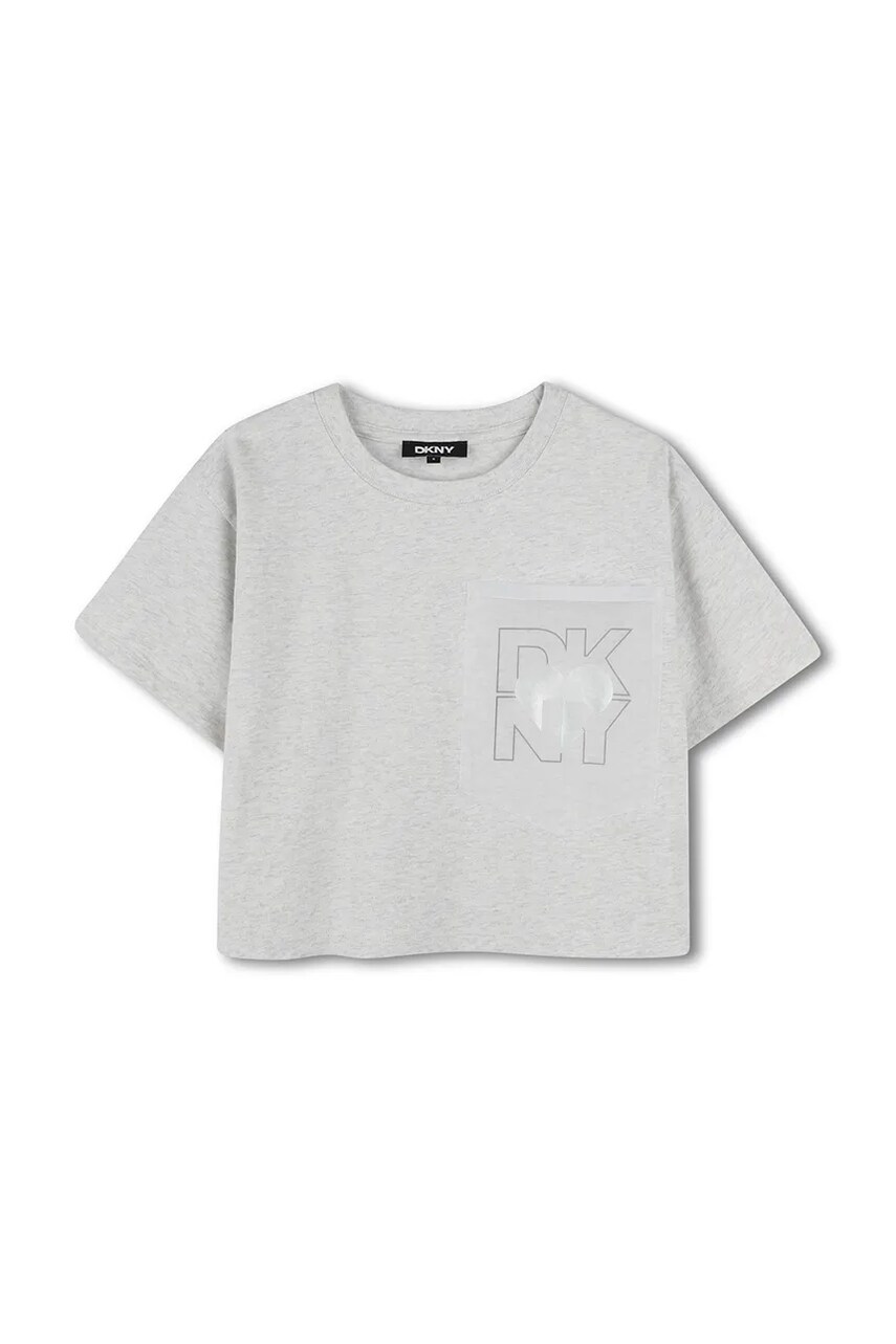Dkny tricou de bumbac pentru copii culoarea gri, D62312