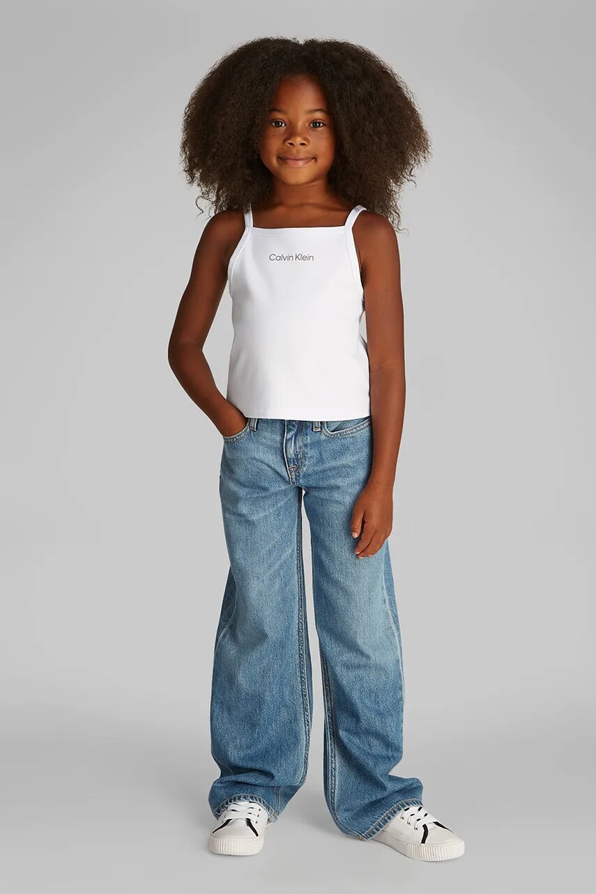 Levně Dětský bavlněný top Calvin Klein Jeans bílá barva, IG0IG02868