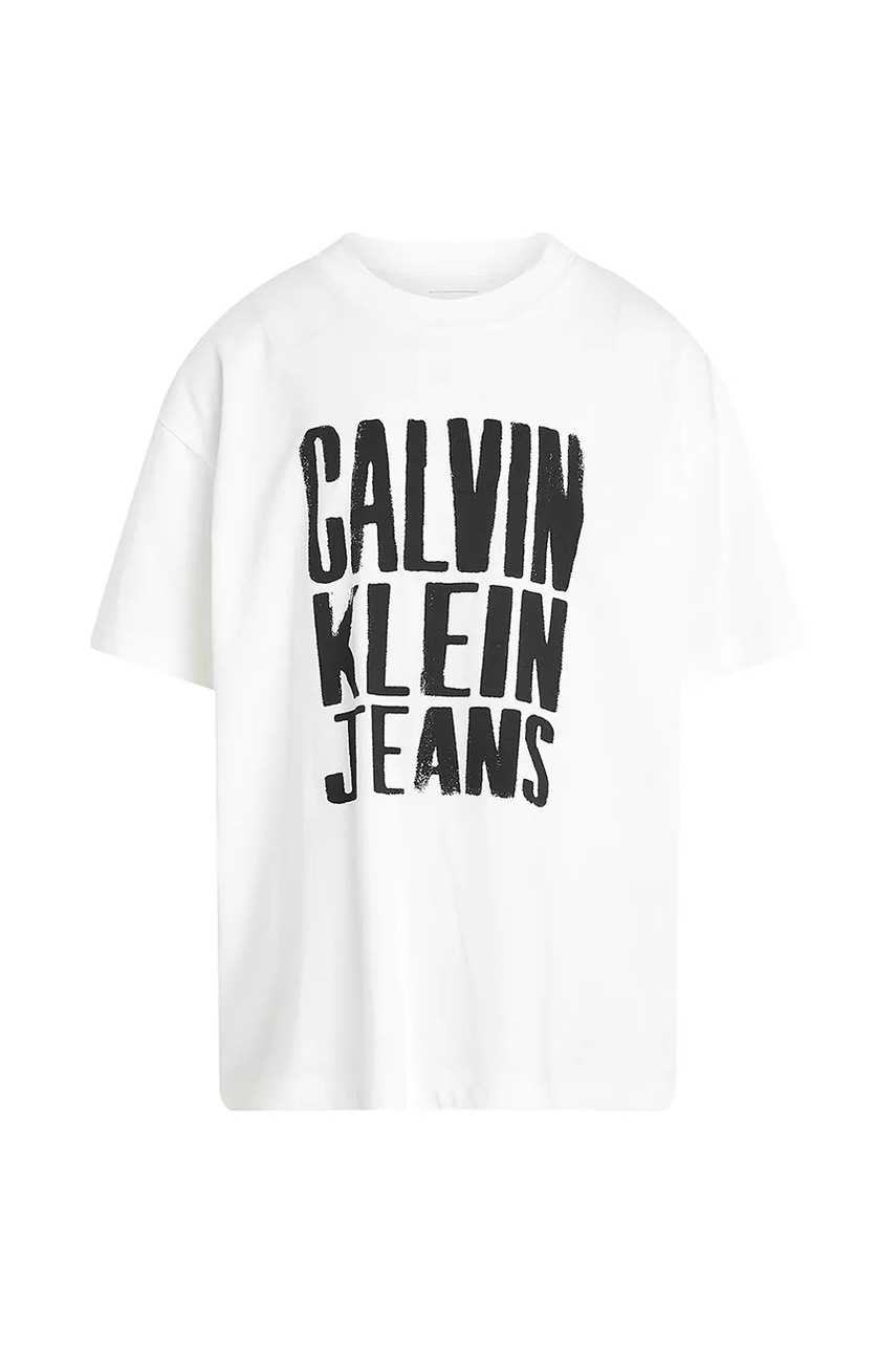 Детская хлопковая футболка Calvin Klein Jeans цвет белый IG0IG02858
