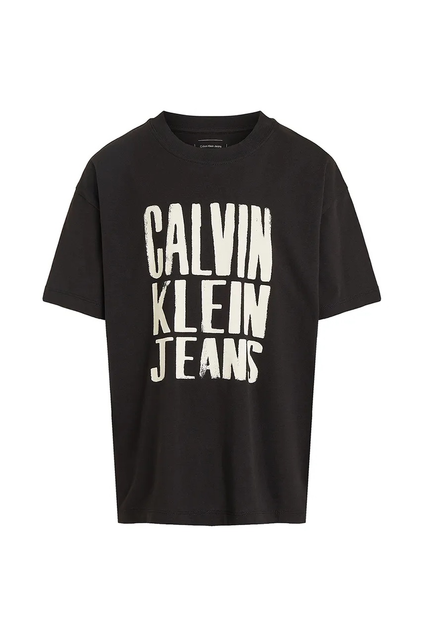 Детская хлопковая футболка Calvin Klein Jeans цвет чёрный IG0IG02858 Детская хлопковая футболка Calvin Klein Jeans цвет чёрный IG0IG02858