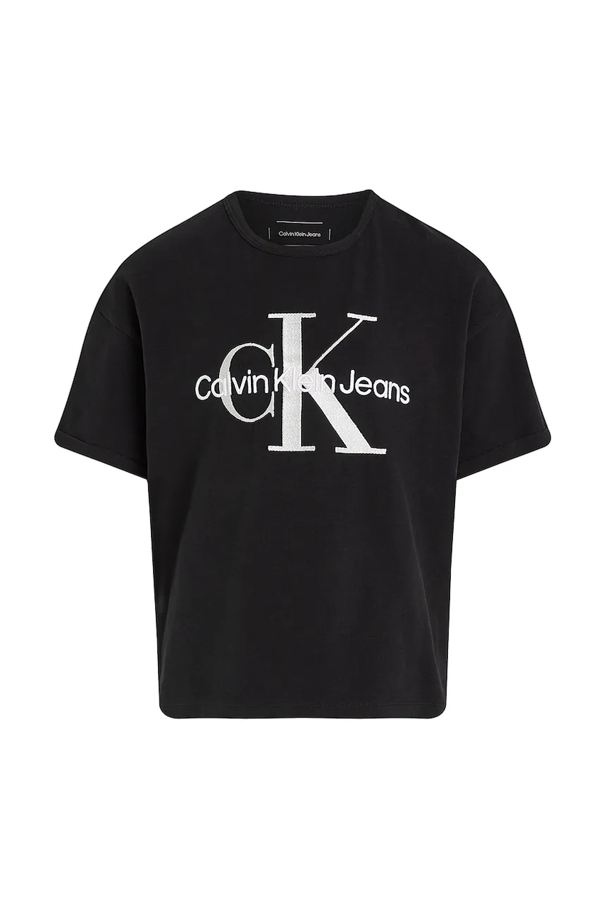 Детская хлопковая футболка Calvin Klein Jeans цвет чёрный IG0IG02861 Детская хлопковая футболка Calvin Klein Jeans цвет чёрный IG0IG02861