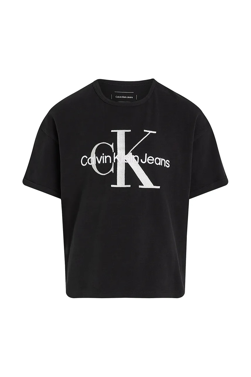 Детская хлопковая футболка Calvin Klein Jeans цвет чёрный IG0IG02861 Детская хлопковая футболка Calvin Klein Jeans цвет чёрный IG0IG02861