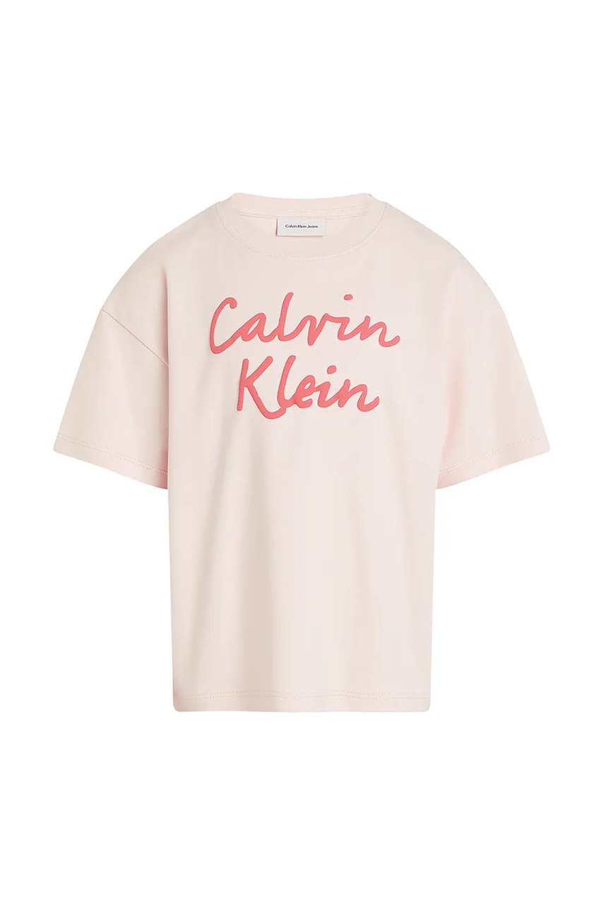 Детская хлопковая футболка Calvin Klein Jeans цвет розовый IG0IG02864